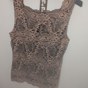 Elegant Lace Tank Top - Tan